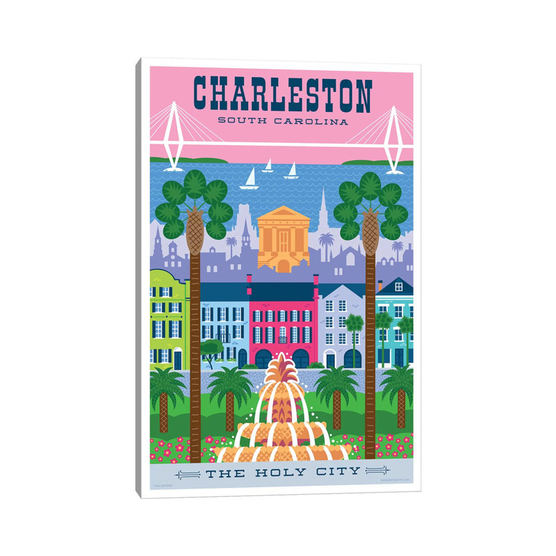 Charelston Travel Poster 1 Piece Wrapped Canvas Wall Art, 30.48 cm H x 45.72 cm W
