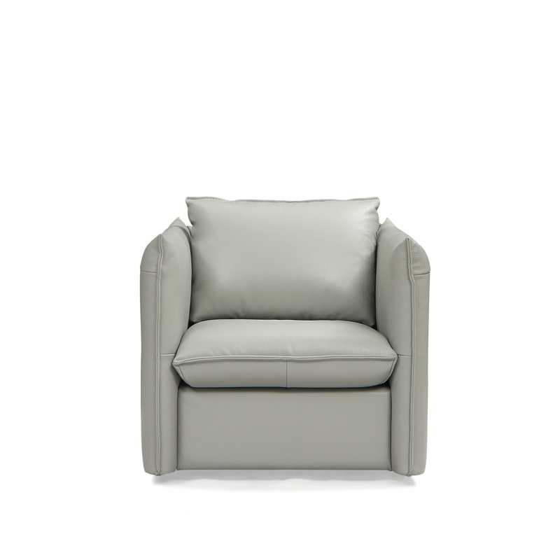 Brittana Upholstered Swivel Club Chair, Gray Genuine Leather