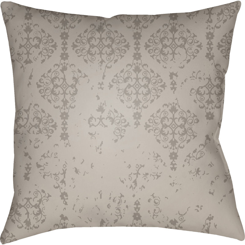 Damask Throw Pillow, Tan, 20" H x 20" W x 4" D