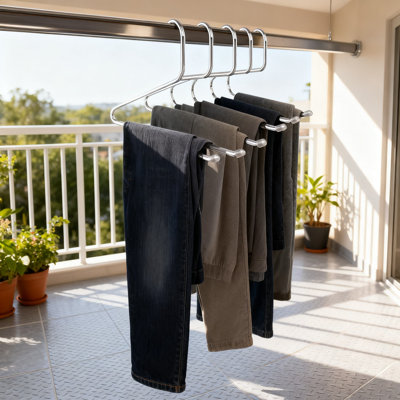 Heavy-Duty Metal Pants Hangers With Non-Slip Rubber Coating - Open-Ended Design For Trousers, Jeans And Slacks - Space-Saving Closet Organization Solution