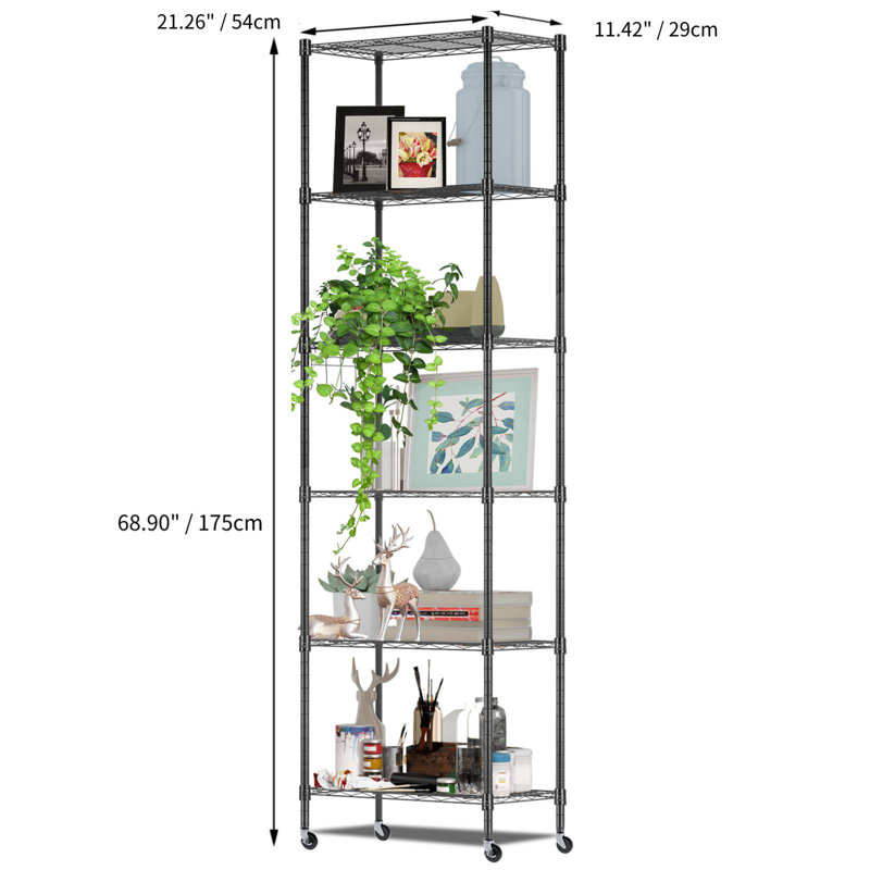 Luanni 21.26'' W Metal Height -Adjustable Shelving Unit, Black