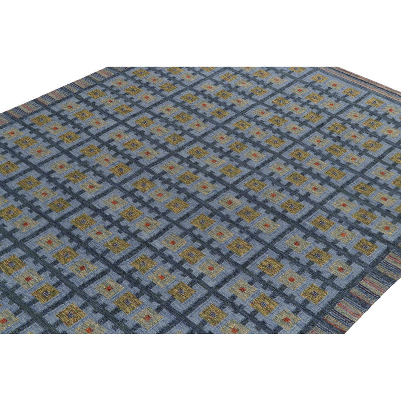 Scandinavian Hand Knotted Wool Geometric Area Rug, Rectangle 8' x 10'