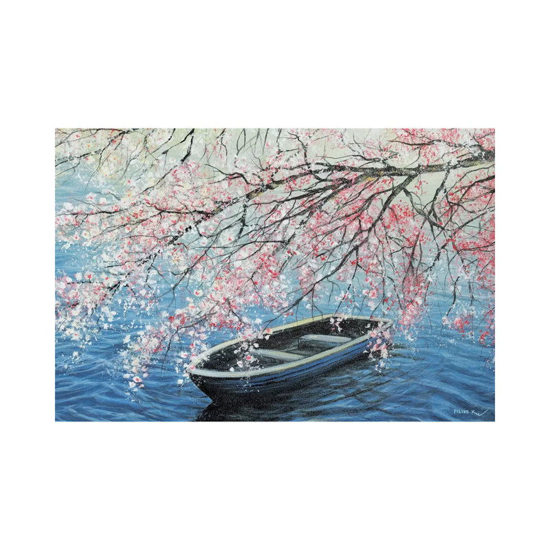 Cherry Blossoms by ColorByFeliks - Print on Canvas, 30.48 cm H x 45.72 cm W, Wrapped Canvas