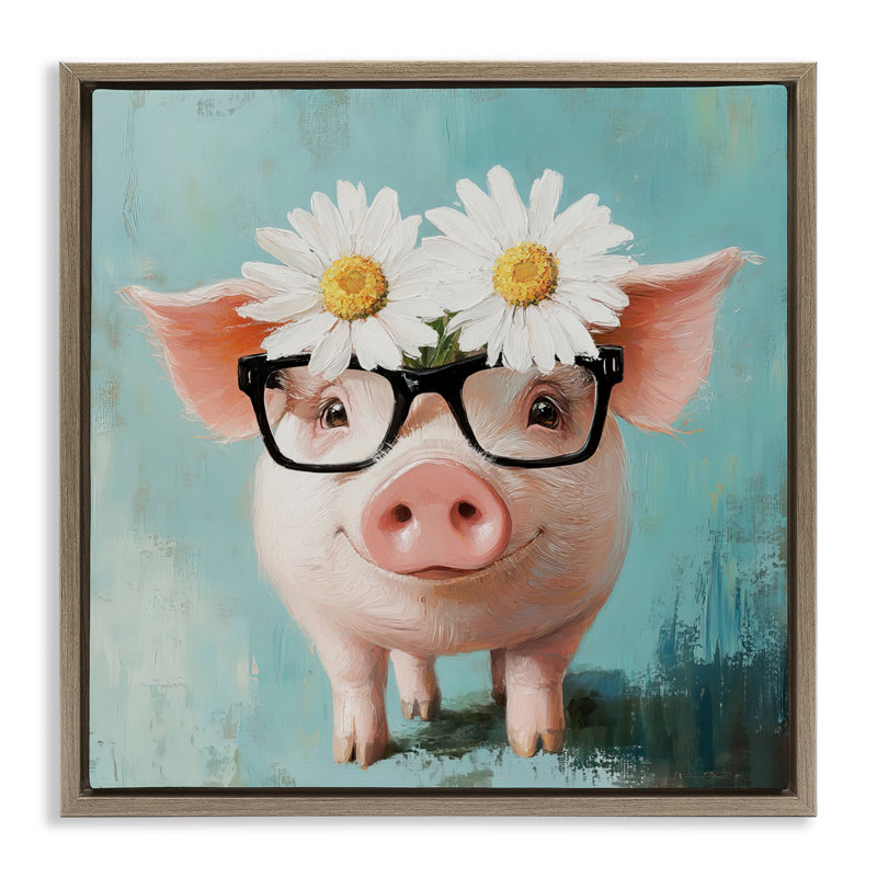 Cadre flottant pour porcelet Nerdy Natalie, design par Tina LeCour, H 18 po x l 18 po, Cadre flottant orme Montalcino