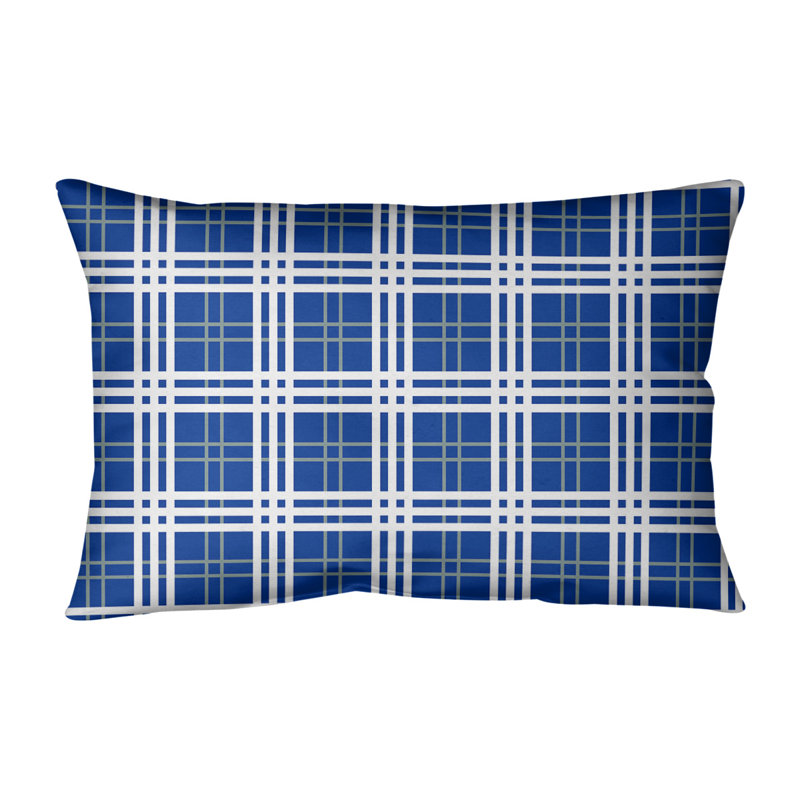 Housse de coussin et insert rectangulaires Luxury, Bleu royal / argent vert / blanc, Polyester filé