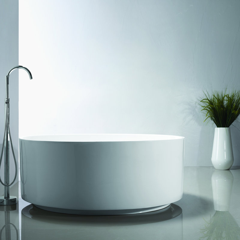 54.875'' x 54.875'' Freestanding Bathtub, Brushed Nickel