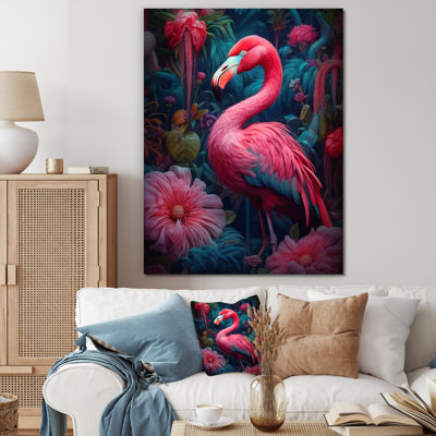 «Tropical Flamingo Grace III - Flamingo», reproduction d'art sur toile