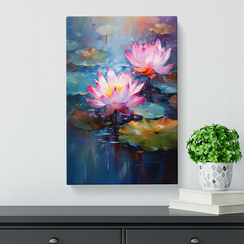 Lotus Flower Impressionism No.2 - Wrapped Canvas, 60cm H x 40cm W x 3cm D