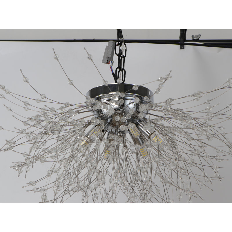 6-Light Modern Crystal Fireworks Ceiling Light, Chrome