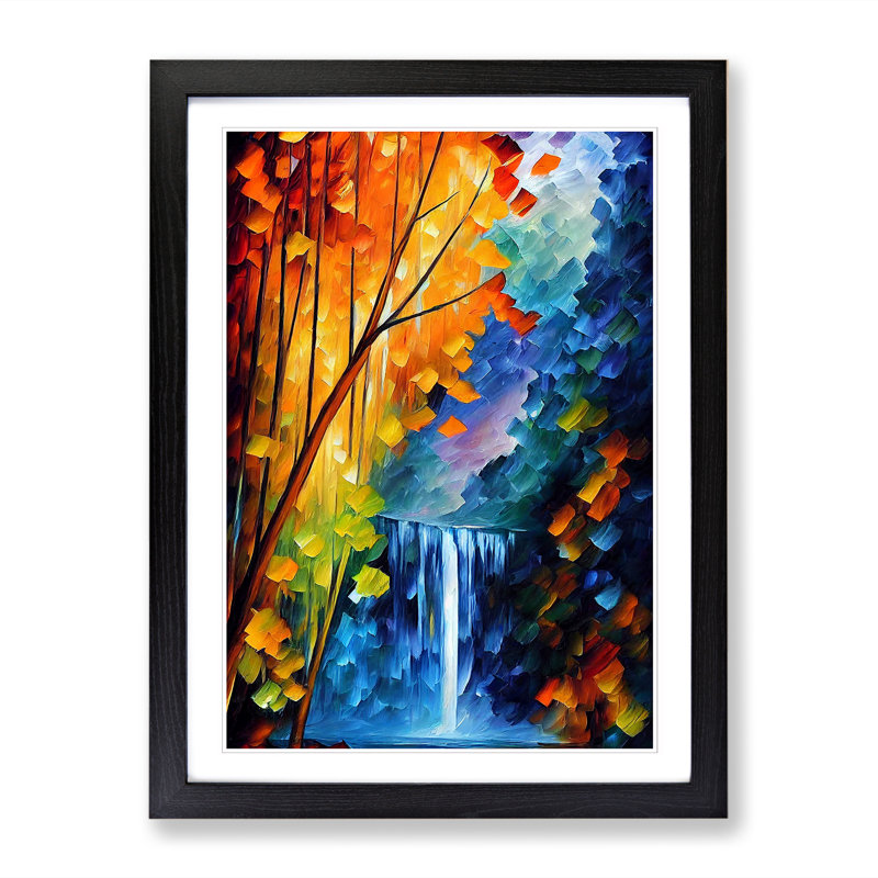 Waterfall - Single Picture Frame Painting, 34cm H x 25cm W x 2cm D, Walnut