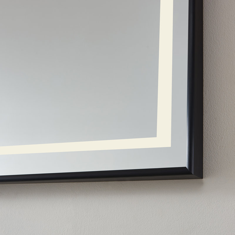 Miroir de salle de bain lumineux, Noir mat, H 32 po x l 48 po