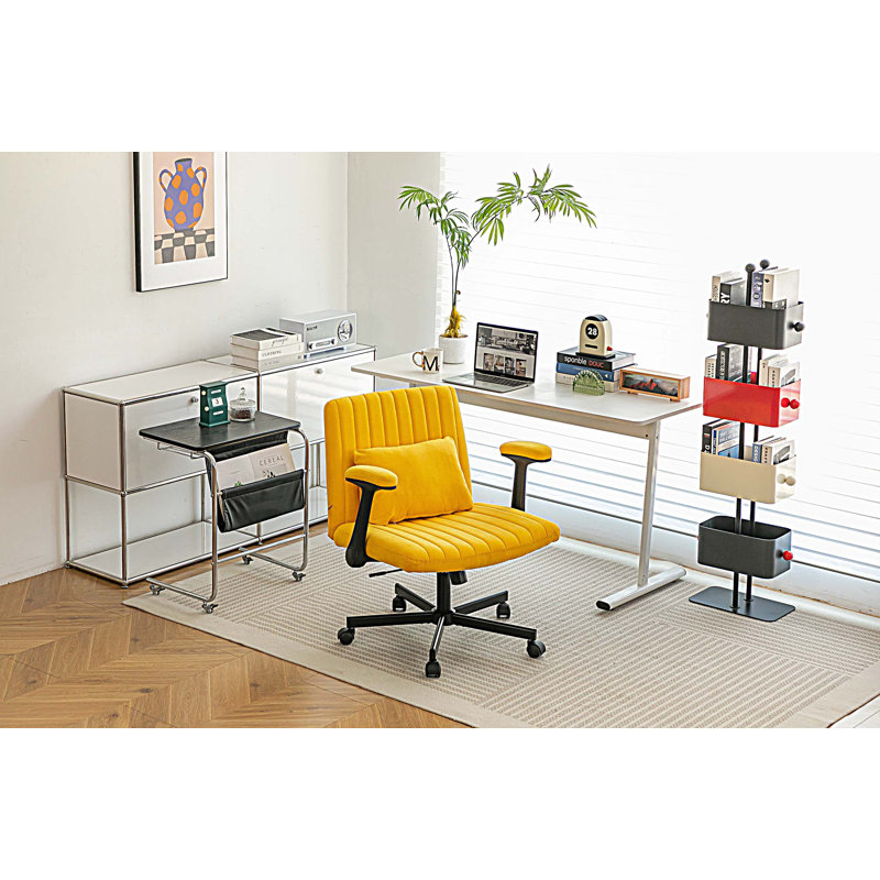 Chaise de bureau moderne avec accoudoirs, chaise de bureau d'ordinateur avec roulettes, Jaune