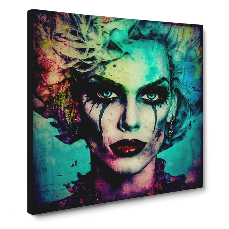 Drag Queen Grunge Art - Wrapped Canvas, 50cm H x 50cm W x 3cm D
