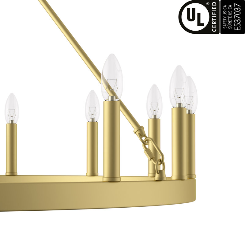 Beck 15-Light Wagon Wheel Chandelier, Satin Brass
