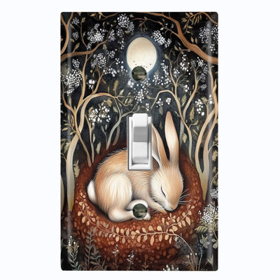 Couvercle de plaque d'interrupteur en métal; Bascule gigogne de taille standard US 1 - Sleeping Bunny