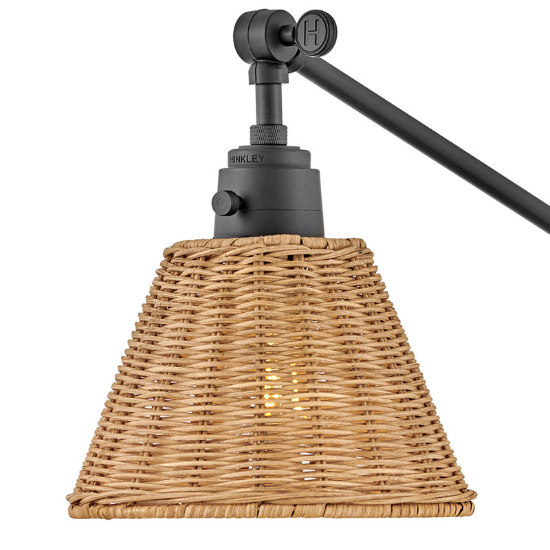 Arti 7.75-in Swing Arm Extendable Single Light Plug-In Sconce with On/Off Switch, Natural