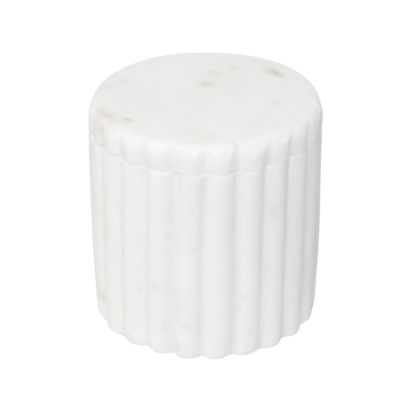 Pot de cuisine en marbre, H 4 po x l 4 po x P 4 po, Blanc