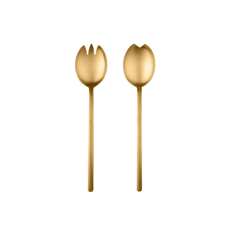 Couverts à salade raison (fourchette et cuillère), L 9,63 po x l 2,25 po, Or givré