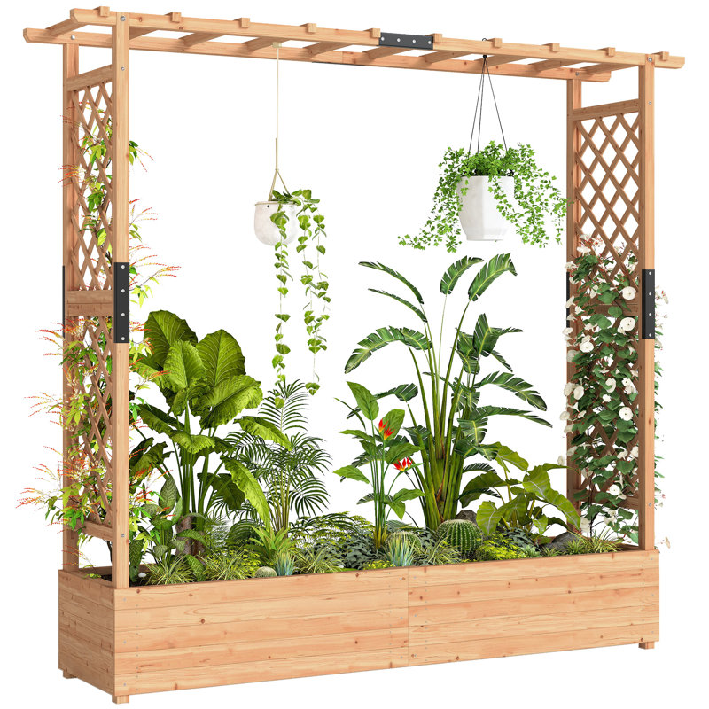 Wood Raised Garden Bed, 181cm H x 196cm W x 44cm D