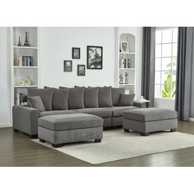 Modular Sectional Sofa,5 Seater Oversized Convertible L & U Shaped Couch, Corduroy Fabric