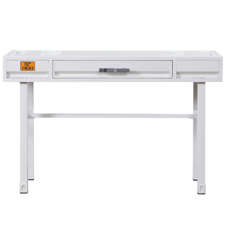Metal Vanity Desk with One Drawer, White  On-Site