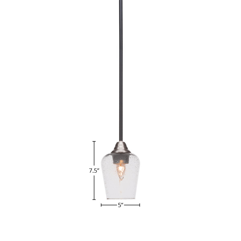 Mini-luminaire suspendu 1 lumière Achen, Nickel brossé / noir