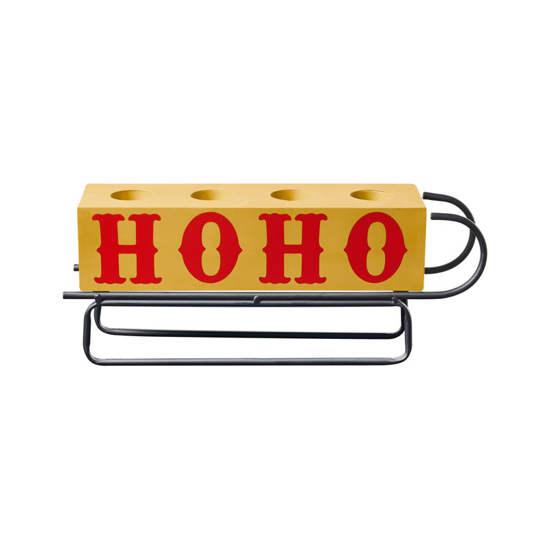 Iron Tabletop Tealight Holder, Yellow/Red