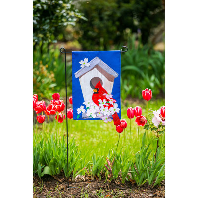 Drapeau de jardin en polyester cardinal nichoir