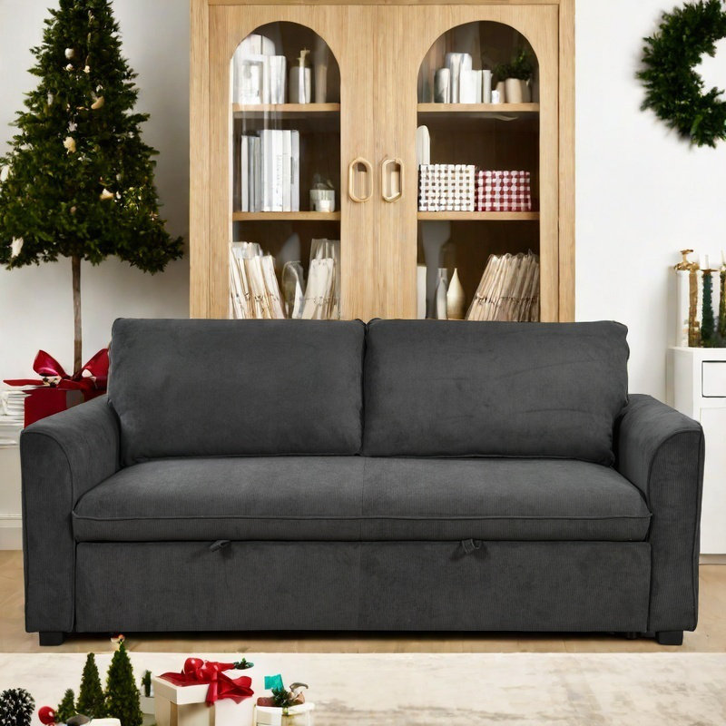 Tekeyla 78'' Firm Square Arms Sleeper Sofa 3 in 1 Convertible  Queen Size Sleeper Sofa Bed with Pull Out Bed