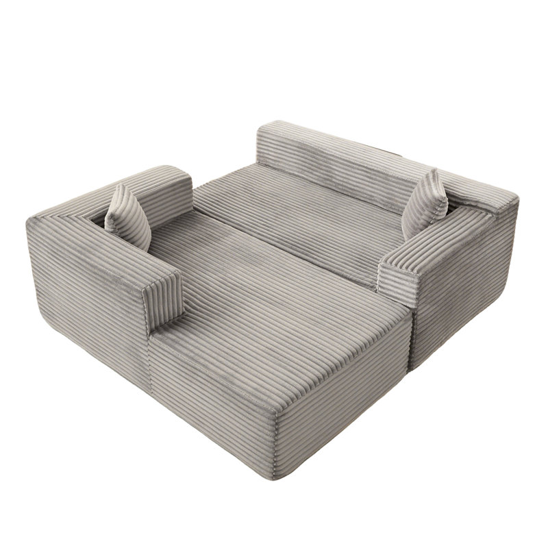 Canapé compressible modulaire en forme de L sans os avec design profond, Gris