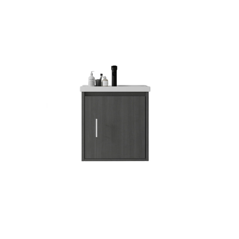 Meuble-lavabo flottant 20 po avec lavabo, porte à fermeture en douceur, évier en céramique, contreplaqué, gris, Grey, L 20 po