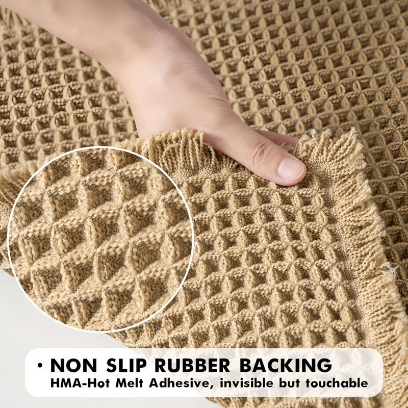 Ensemble de tapis de salle de bain bohémien à tissage gaufré 18 x 30 po 2 pièces