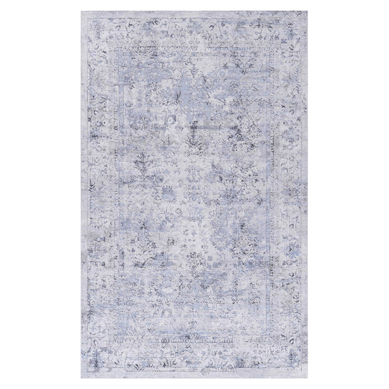 Machine Washable Area Rugs - Non-slip, Non-shedding, Fluffy For Living Room (blue+cream Low-pile Washable, Stain , Dining