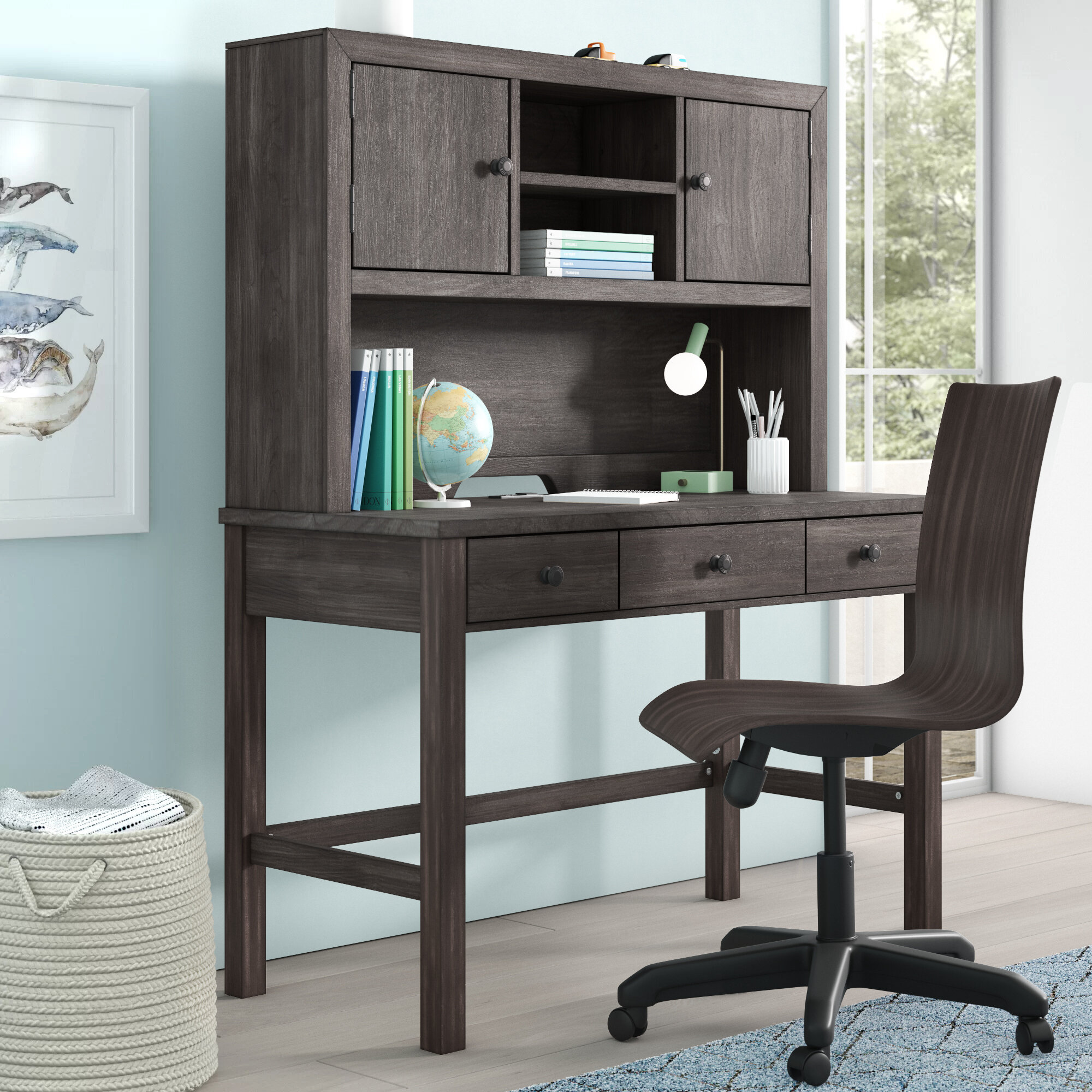 Guidecraft Kids' Taiga Desk and Hutch - Gray