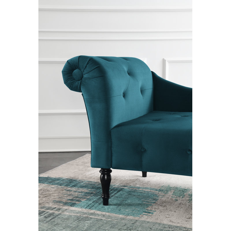 Scalise Upholstered Chaise Lounge, Teal
