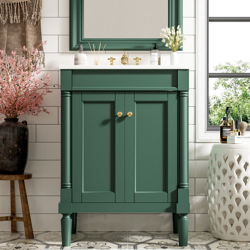 Rangement de salle de bain moderne avec portes fonctionnelles, capacité de meuble-lavabo de 24 po