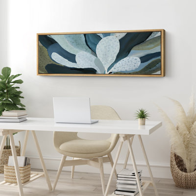 Abstract Green Botanical Flower Art Vintage Minimalist Modern Horizontal Art Decor
