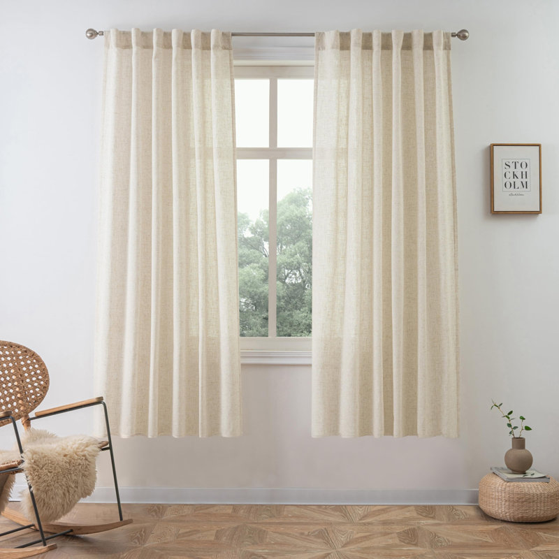 Paire de rideaux semi-transparents avec passe-tringle Janie, Lin clair, L 52 po x L 72 po