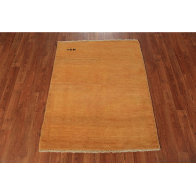 Orange Handmade Gabbeh Oriental Accent Rug 3x4