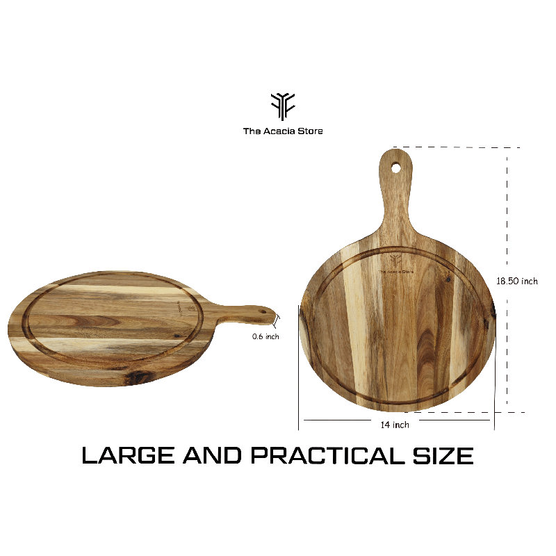 Acacia Wood Round Reversible Cheese Serving Board