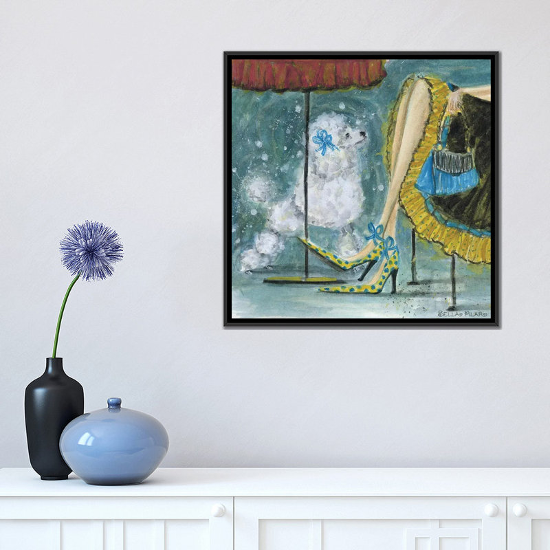 «Poodle» par Bella Pilar, reproduction d'art sur toile tendue, Toile avec cadre noir, H 26 po x l 26 po x P 1,5 po