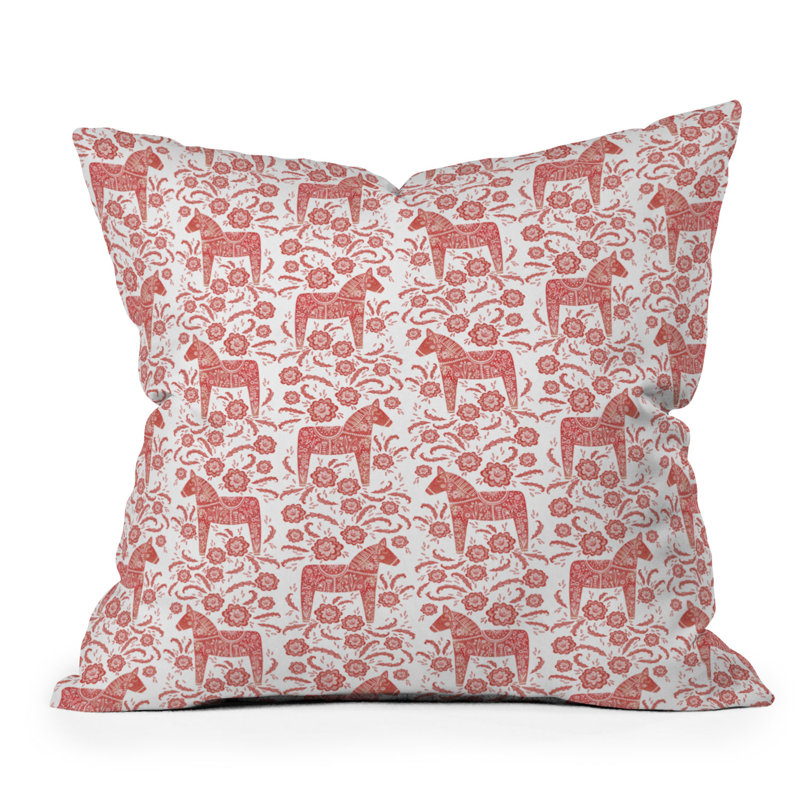 Coussin extérieur Nic Squirrell, Red/White Horse, Carré 20 po