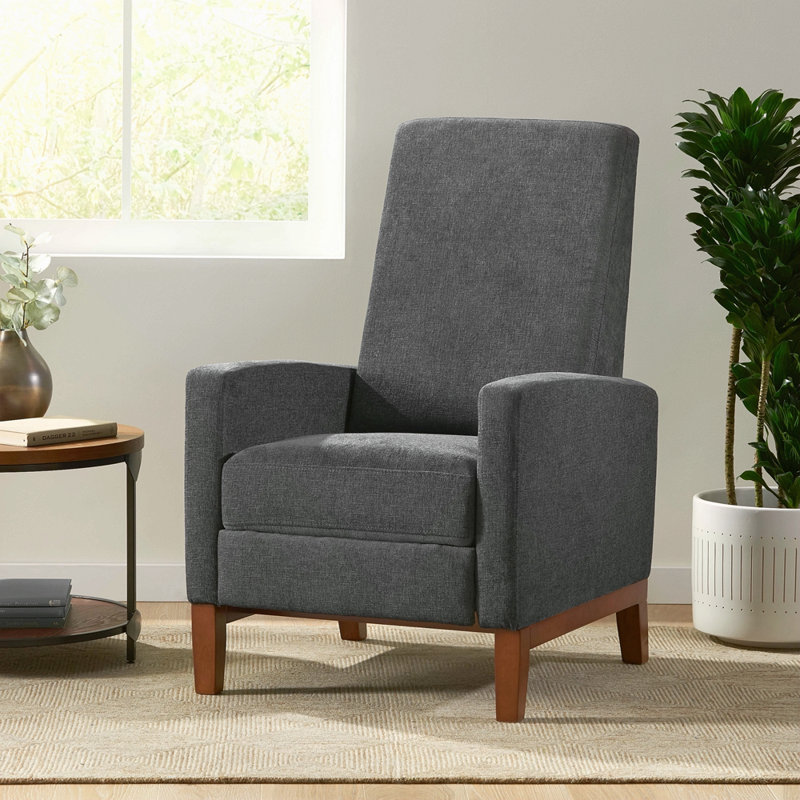 27'' Wide Wood Hand Manual Club Recliner, Charcoal