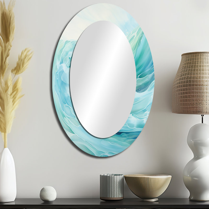 Miroir mural Teal Storm and Wave Expression II - Coastal, H 36 po x l 24 po