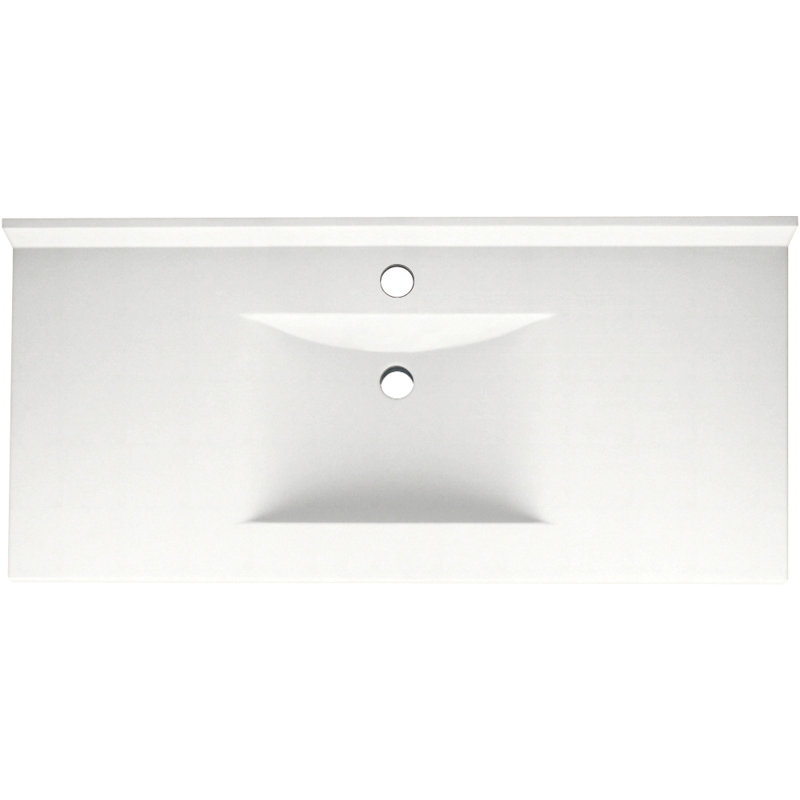 Plateau de meuble-lavabo simple 43 po Contour, blanc
