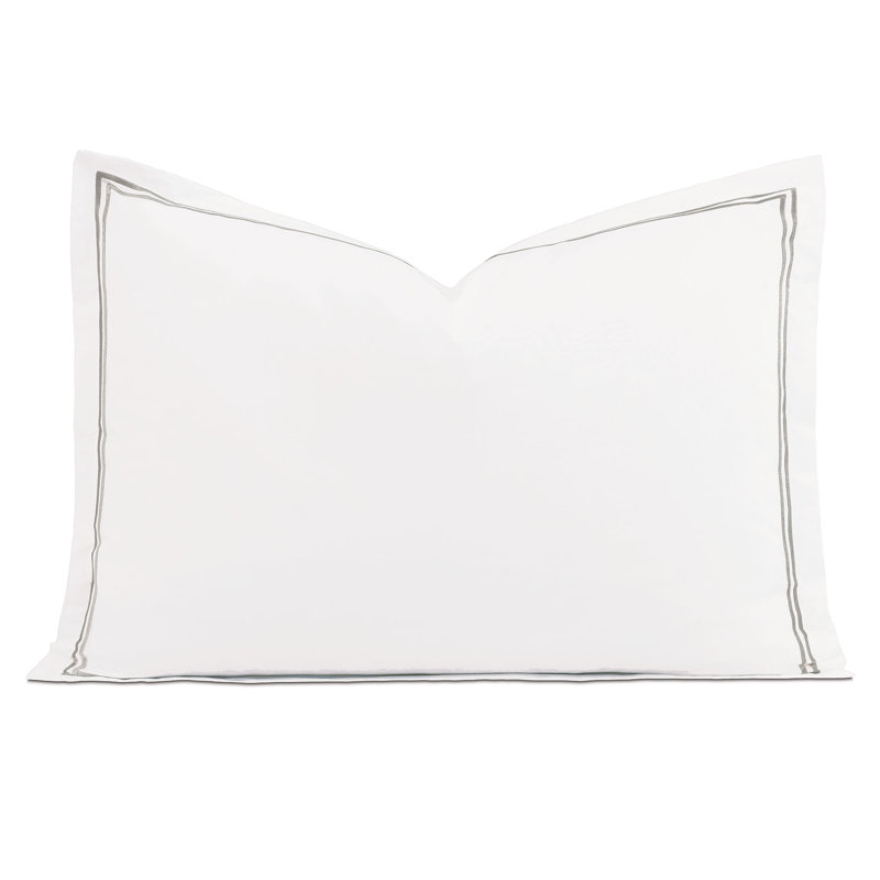 Enzo 100% Cotton Pillow Sham, White/Dove, Queen