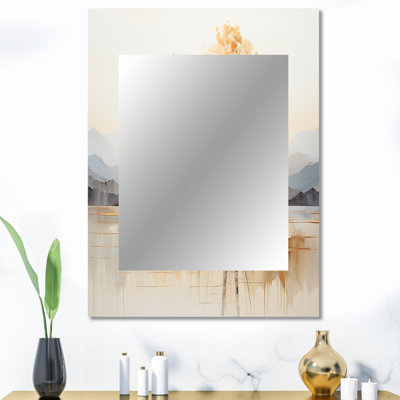 «Minimalisme jaune arbre solitude IV - grand miroir mural arbres, miroir unique traditionnel, art imprimé en métal