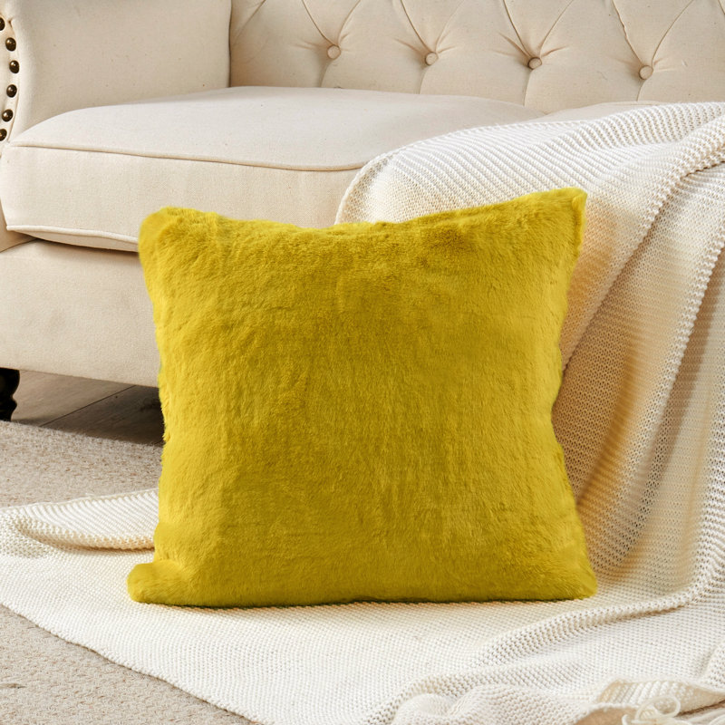 Housse de coussin lourd en fausse fourrure, H 20 pi x l 20 pi, Citron curry