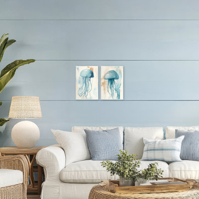 Ensemble de 2 plaques murales Dreamy Jellyfish Illusions, design par Irena Orlov