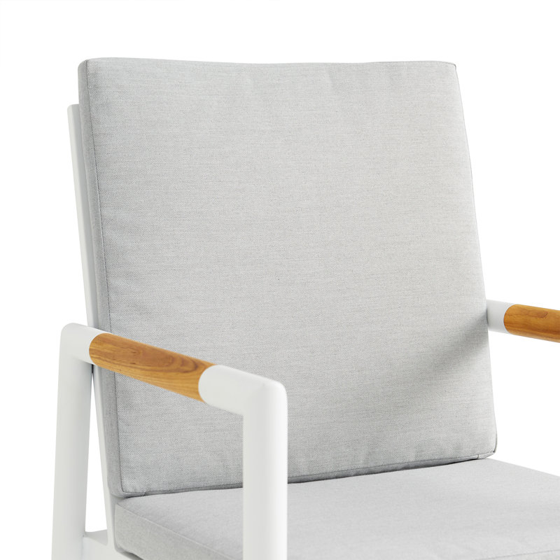 Fauteuil de salle à manger de patio avec coussin Urgeon, Gris pâle, Blanc